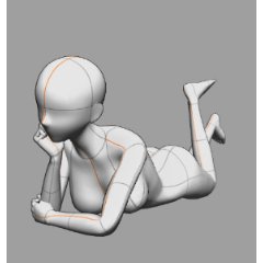 【中古】「未使用品」そろッテル イラスト ポーズイラスト 1 ファミリー 頬杖寝そべり - CLIP STUDIO ASSETS
