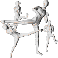 蹴りポーズ4種 - CLIP STUDIO ASSETS