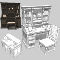 机　アンティーク　② アンティーク机8 - CLIP STUDIO ASSETS