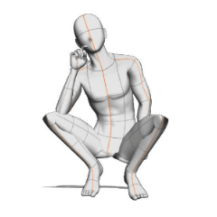 Cool squatting pose 3 - CLIP STUDIO ASSETS