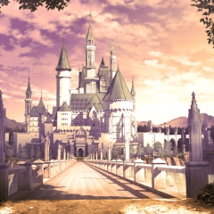 原画　「Castle」　城 Castle on the cliff_Evening (Fantasy 06-castle_e) - CLIP STUDIO ASSETS