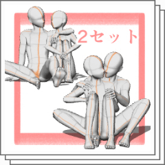 Couple Pose 9 (2 sets) - CLIP STUDIO ASSETS
