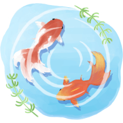 水彩風の金魚と水草のイラスト - CLIP STUDIO ASSETS